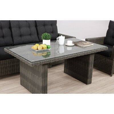 ASTI 58" Wide 26" Height All-Weather Wicker Outdoor Cocktail Table With Glass Top by Andover Mills