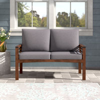 Piatto 48" Wide Outdoor Acacia Loveseat with Cushions