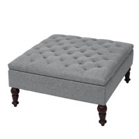 Reyer 33.8 inch Wide Fabric Upholstered Tufted Square Storage Ottoman by Alcott Hill