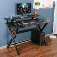 Premium Gaming Desk with Hutch – Sturdy Design & Extra Storage by Inbox Zero