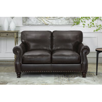 Ellard Genuine Leather with Bonded Rolled Arm Loveseat