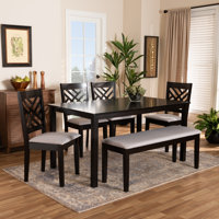 Haisten 6 - Person Rubberwood Solid Wood Dining Set by Wildon Home