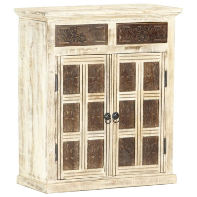 Tyreese Sideboard White 25.6" x 11.8" x 29.5" Solid Mango Wood by August Grove