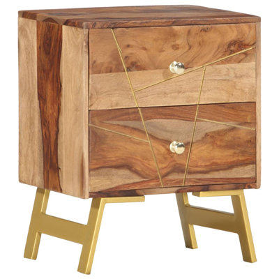 Keiran 2 - Drawer Solid Wood Nightstand in Brown/Gold by Union Rustic