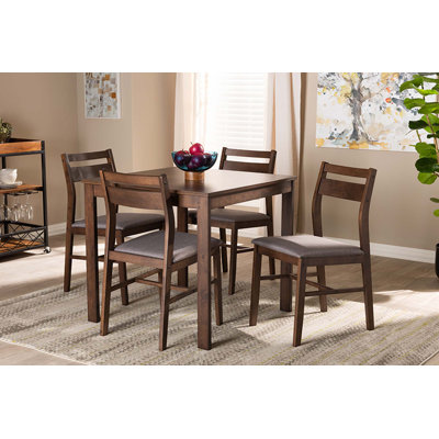 Akins 5 - Piece Rubber Solid Wood Dining Set by Red Barrel Studio
