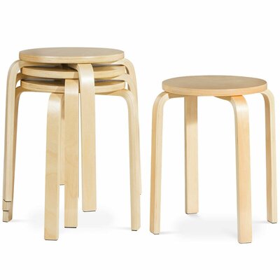 Altonia 18 Inch Stackable Bentwood Dining Chairs with Round Top,Set of 4 by Corrigan Studio