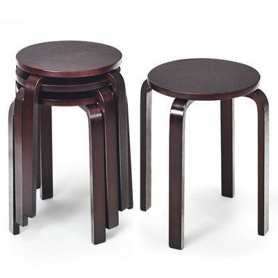 Altonia 18 Inch Stackable Bentwood Dining Chairs with Round Top,Set of 4 by Corrigan Studio