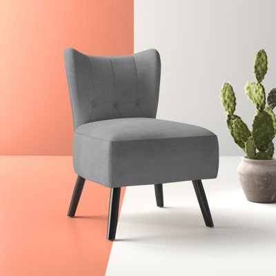 Dechane 22.5" Wide Tufted Velvet Slipper Chair, Velvet Covering Accent Chair,Living Room Chair by George Oliver