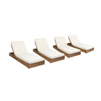 Leite 79" Long Reclining Acacia Chaise Lounge Set with Cushion by Rosecliff Heights