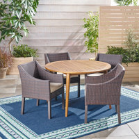 Gustel Outdoor 5 Piece Dining Set with Cushions by Winston Porter