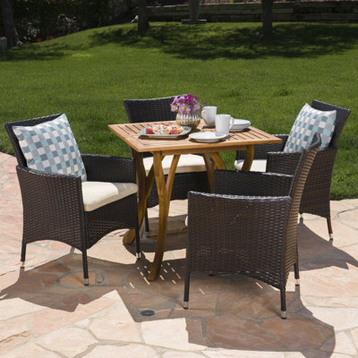 Outdoor 5 Piece Dining Set with Cushions