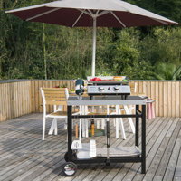 Blazek Dining Cart Table with Double-Shelf by Rebrilliant