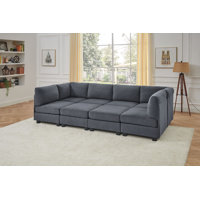 Dawnelle 120" Wide Symmetrical Modular Sectional with Ottoman by Latitude Run