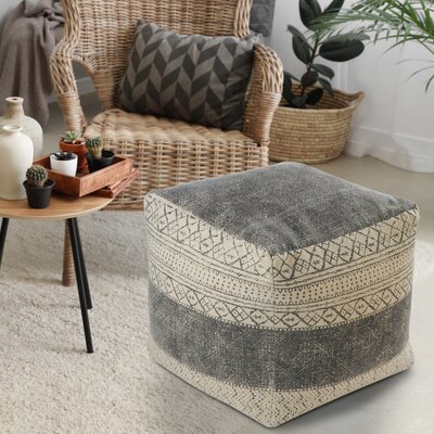 Latichia Modern Casual Distressed Upholstered Ottoman Pouf by Wade Logan