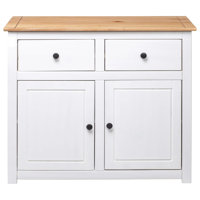 Sideboard 2-Drawer Cupboard Sideboard Buffet Cabinet Solid Pinewood by Loon Peak