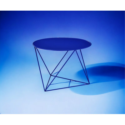 Salas Contemporary 23"Dia Round Frame End Table with Geometric Metal Base by Corrigan Studio