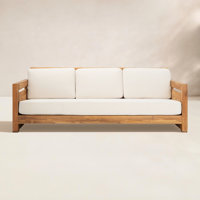 Baela 83.5" Wide Teak Patio Sofa with Cushions by Joss & Main