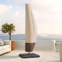 Patio Umbrella Cover Zippered Windproof Anti-UV 600D Fits 9– 11ft Offset Hanging Umbrella by Beachcrest Home