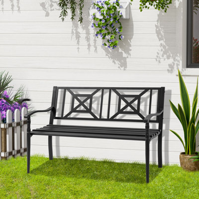 Velma Steel Garden Bench by Lark Manor