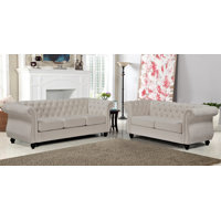 Gossage 2 Piece Velvet Standard Living Room Set