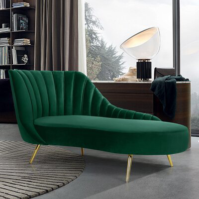 Tiberius Velvet Left-Arm Chaise Lounge by Willa Arlo Interiors