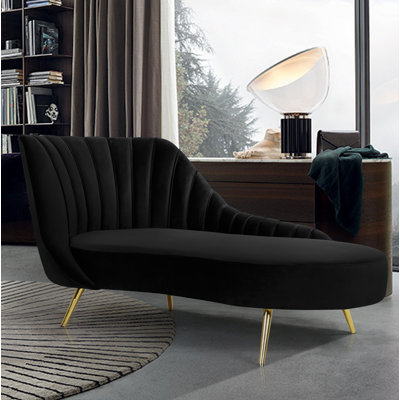 Tiberius Velvet Left-Arm Chaise Lounge by Willa Arlo Interiors