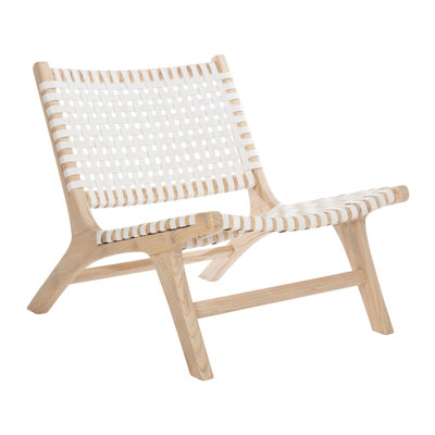 Denman Woven-Back Leather Side Chair by AllModern