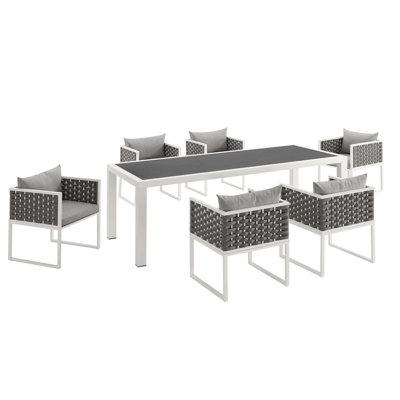 Modway Stance Outdoor Patio Woven Rope 7-Piece Dining Furniture Set