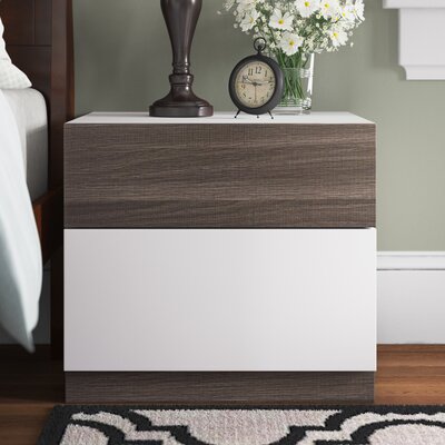 Wabler 1 - Drawer Nightstand in Dark Brown/White