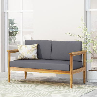 Weatogue Teak Loveseat with Cushions by Corrigan Studio