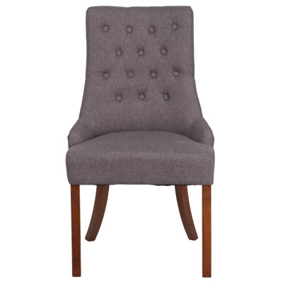 Prompton Tufted Chair with Curved Mahogany Legs by Lark Manor
