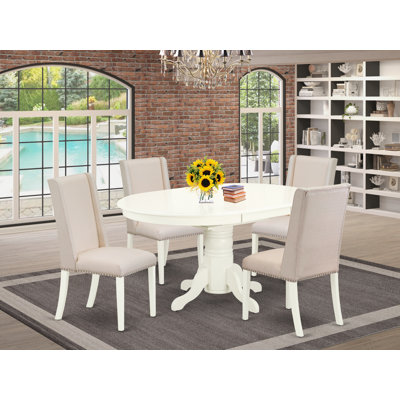 Butterfly Leaf Rubberwood Solid Wood Dining Set by East West Furniture