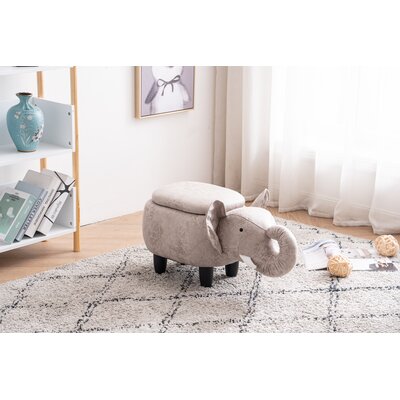 Bough 15.75" Wide Faux Leather Elephant Storage Ottoman by Zoomie Kids