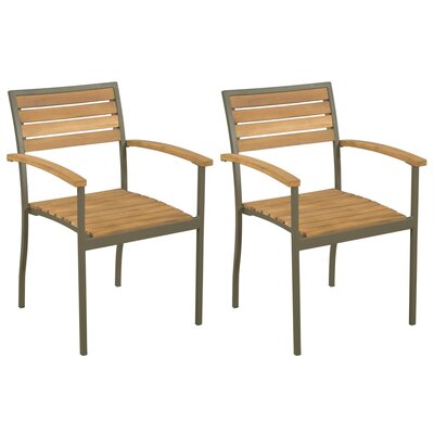 Stacking Teak Patio Dining Armchair by East Urban Home