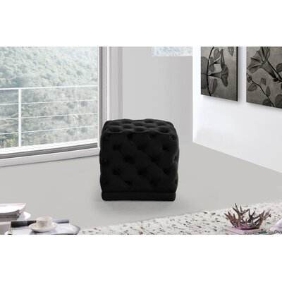 Bonita 18" Wide Velvet Tufted Square Cube Ottoman by Mercer41