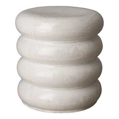 TORUS STOOL, DISTRESSED WHITE 16X18"H by Orren Ellis