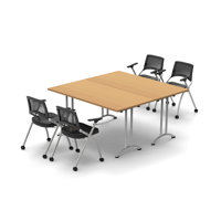 Albertina 4 Person Conference Meeting Tables with 4 Chairs Complete Set by Inbox Zero
