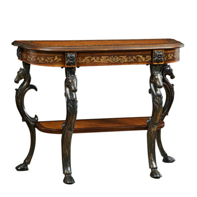 Berkhamstead 42” Console Table with Ornate Horse Motif Legs Design by Astoria Grand