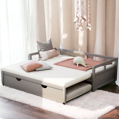 Keevis Twin Solid Wood Daybed with Trundle by Latitude Run