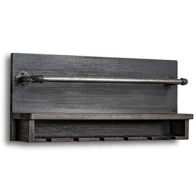 Pinzon 5 Bottle Wall Mounted Wine Bottle and Glass Rack in Slate Gray by Williston Forge