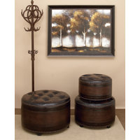 Ademide Wooden Dark Brown Storage Ottoman with Tufted Top Set by Red Barrel Studio