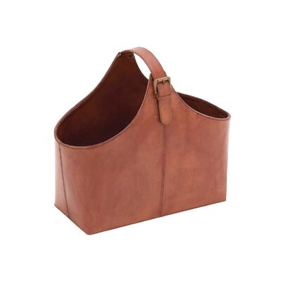 Alline Leather Handmade Box Style Decorative Magazine Holder with Detail Stitching and Curved Buckle Handle by Breakwater Bay