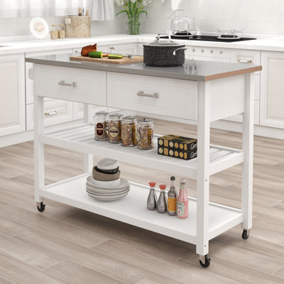 Aleaya Kitchen Cart with Stainless Steel Top by Red Barrel Studio