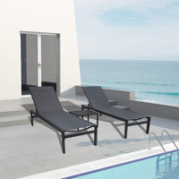 Alycen Chaise Lounge Outdoor Aluminum Flat Comfortable Patio Chair Gray