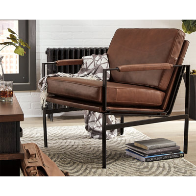 Adalyn 73.66Cm Wide Genuine Leather Armchair by Mercury Row