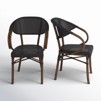 Abode Genovese Metal Stacking Arm Chair in Black/Brown by Joss & Main