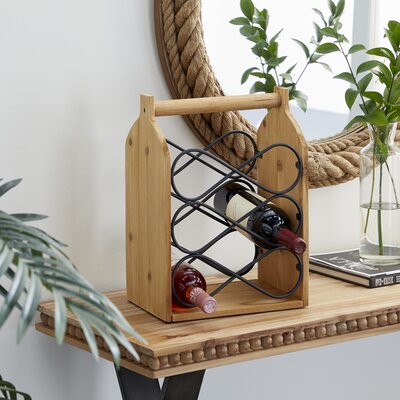 6 Bottle Tabletop Wine Bottle Rack in Beige by 17 Stories