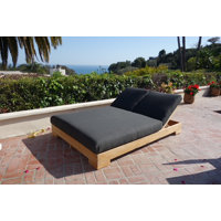 Teak Double Reclining Teak Chaise Lounge with Cushion by IKsunTeak