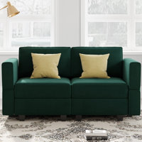 Nakash 3-Piece Symmetrical Modular Sectional Loveseat Upholstered Velvet Storage Apartment 2-Seat Sofa
