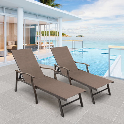 Adonna 59.84" Outdoor Patio Aluminum Long Reclining Single Chaise Lounge Chairs Set by Red Barrel Studio